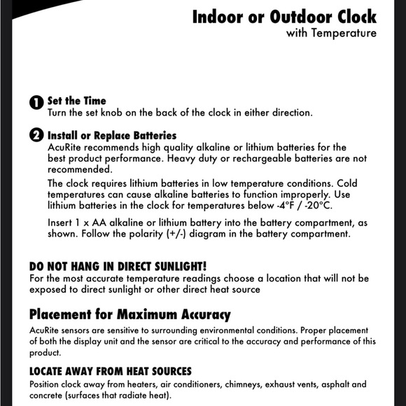 AcuRite | Indoor/Outdoor Sun Clock with Thermometer 19-inch - Picture 8 of 9